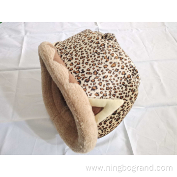 Leopard Print Cat Cave Bed With Tail